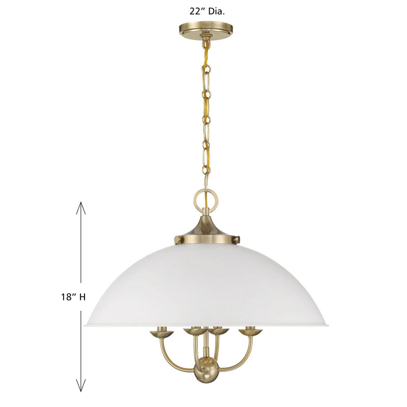 Savoy House 7-1725-4-142 Four Light Pendant, White/Warm Brass (6)