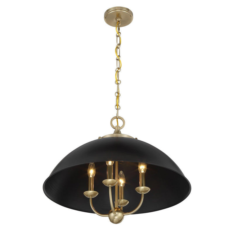 Savoy House 7-1725-4-143 Four Light Pendant, Matte Black/Warm Brass (4)