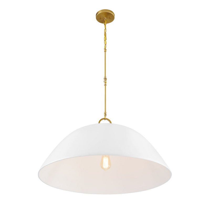 Savoy House 7-2918-1-157 One Light Pendant, White Bisque/Brass (3)