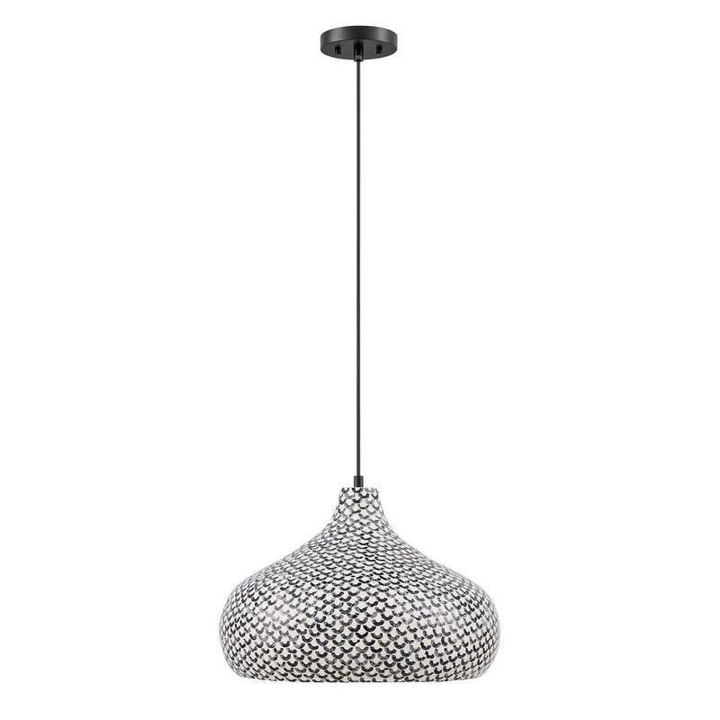 Savoy House 7-3095-1-201 One Light Pendant, Black/White Shell (3)