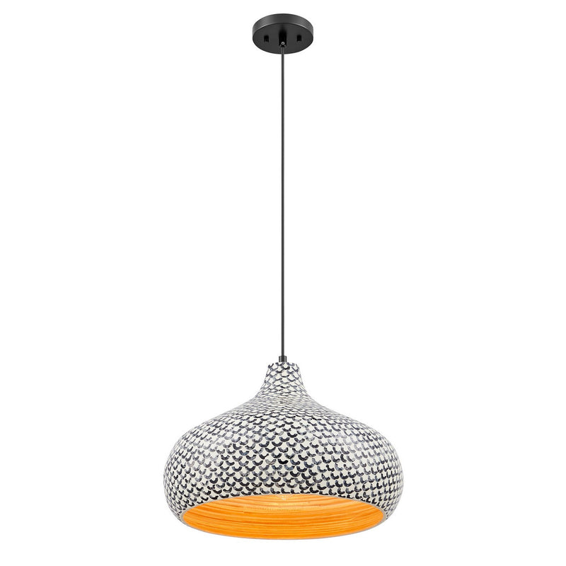 Savoy House 7-3095-1-201 One Light Pendant, Black/White Shell (4)