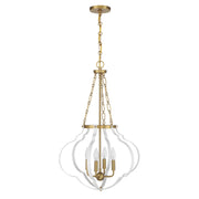 Savoy House 7-4866-4-142 Four Light Pendant, White/Warm Brass (2)