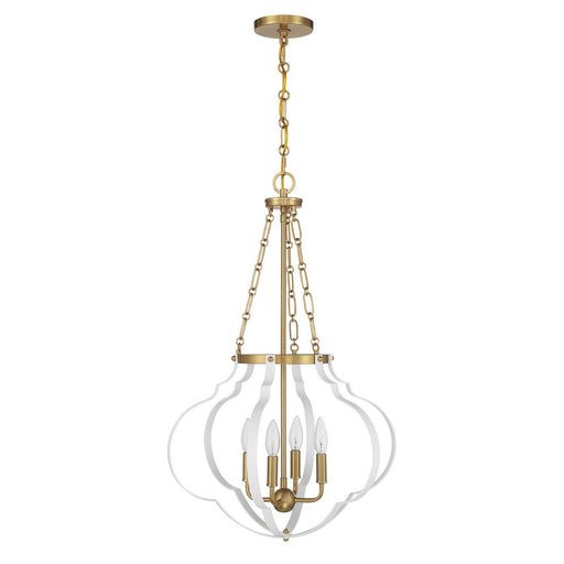 Savoy House 7-4866-4-142 Four Light Pendant, White/Warm Brass (2)