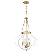 Savoy House 7-4866-4-142 Four Light Pendant, White/Warm Brass (3)