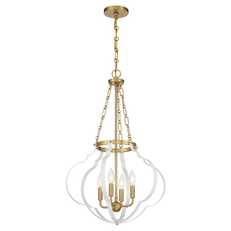 Savoy House 7-4866-4-142 Four Light Pendant, White/Warm Brass (3)