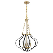 Savoy House 7-4866-4-143 Four Light Pendant, Matte Black/Warm Brass (2)