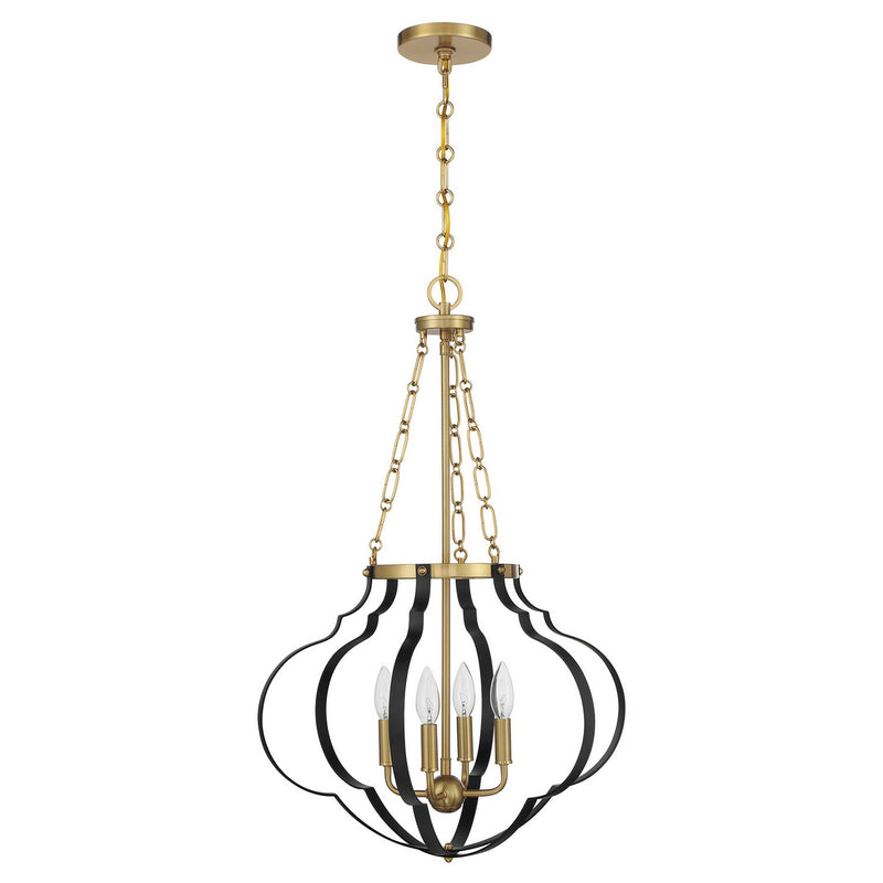 Savoy House 7-4866-4-143 Four Light Pendant, Matte Black/Warm Brass (2)