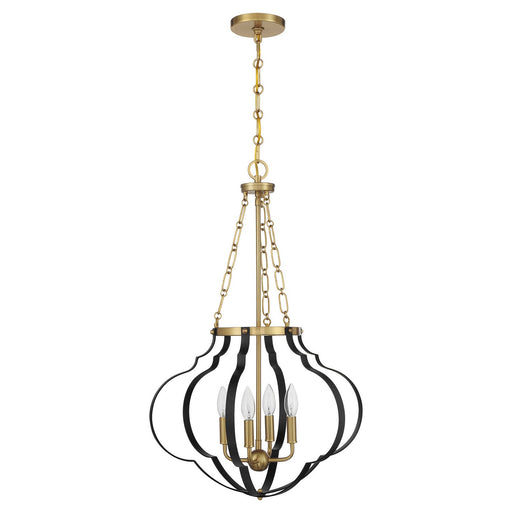 Savoy House 7-4866-4-143 Four Light Pendant, Matte Black/Warm Brass (2)