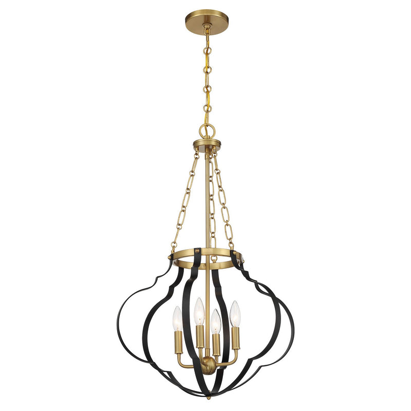 Savoy House 7-4866-4-143 Four Light Pendant, Matte Black/Warm Brass (3)