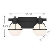 Savoy House 8-1060-2-BK Two Light Bathroom Vanity, Matte Black (6)