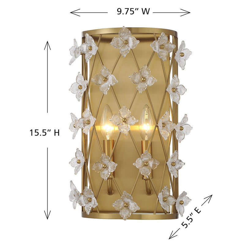 Savoy House 9-8411-2-322 Two Light Wall Sconce, Warm Brass (6)