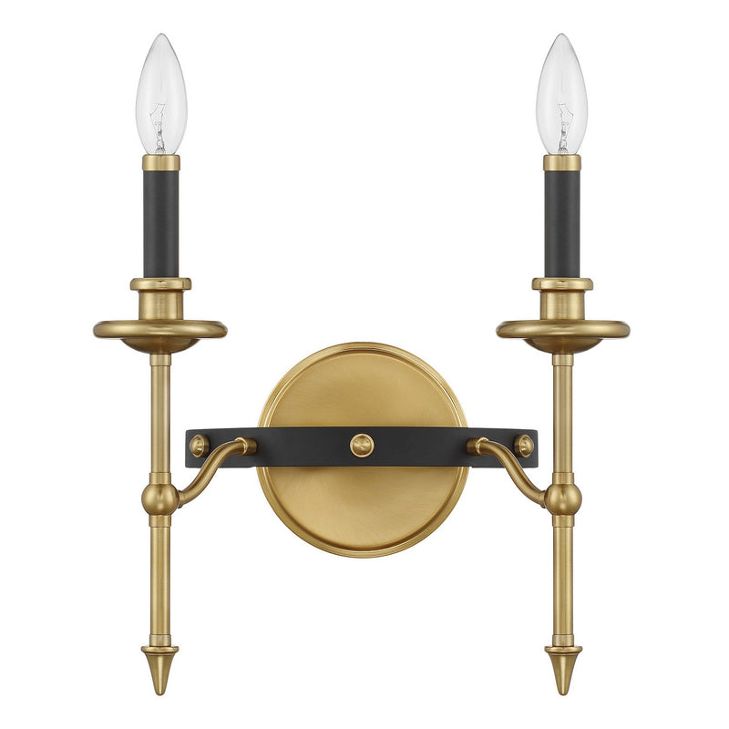 Savoy House 9-9510-2-143 Two Light Wall Sconce, Matte Black/Warm Brass (2)