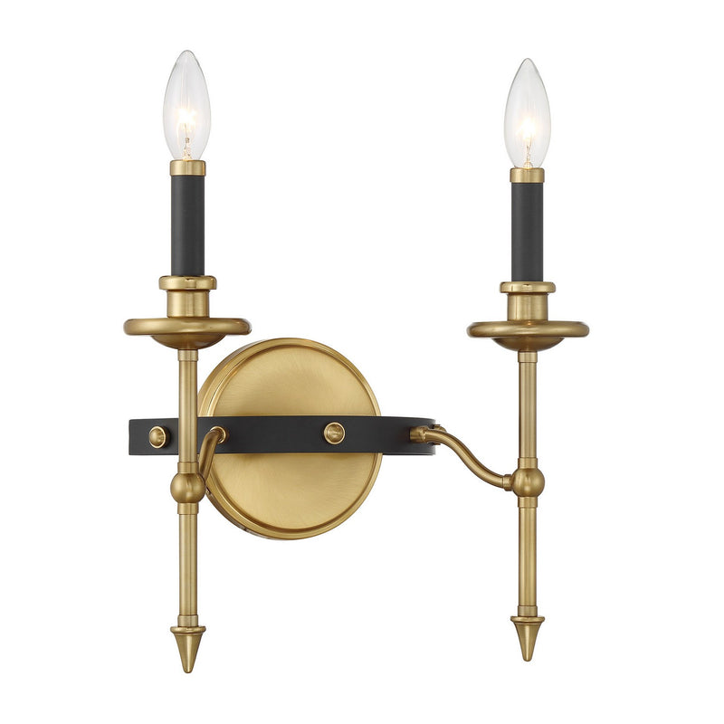 Savoy House 9-9510-2-143 Two Light Wall Sconce, Matte Black/Warm Brass (3)