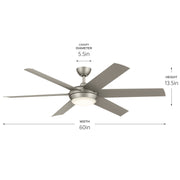 Kichler 310260NI 60"Ceiling Fan, Brushed Nickel (4)