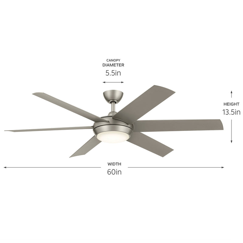 Kichler 310260NI 60"Ceiling Fan, Brushed Nickel (4)