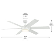 Kichler 310260WH 60"Ceiling Fan, White (4)
