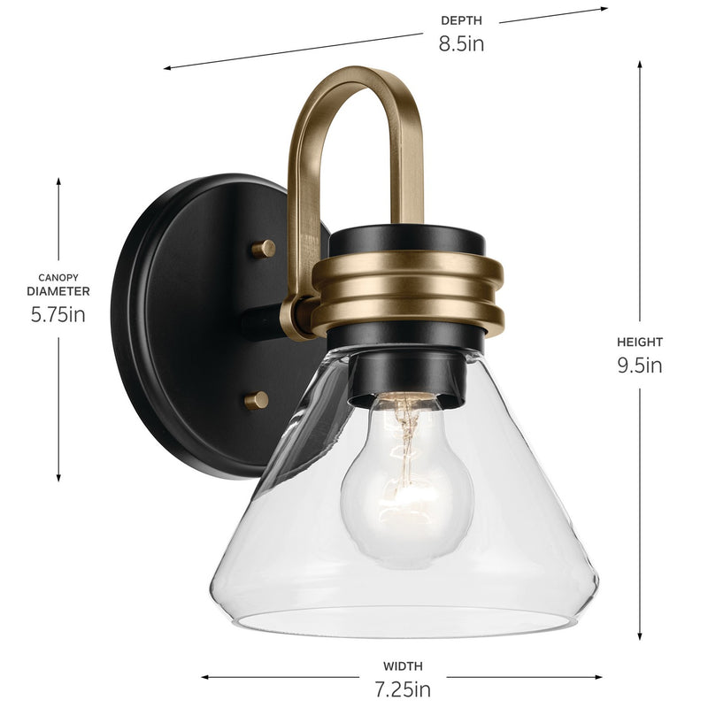 Kichler 55153BKCLR One Light Wall Sconce, Black (4)