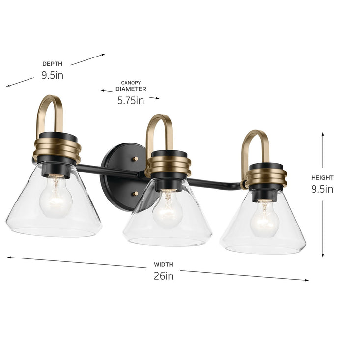 Kichler 55155BKCLR Three Light Bath, Black (4)