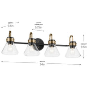 Kichler 55156BKCLR Four Light Bath, Black (4)