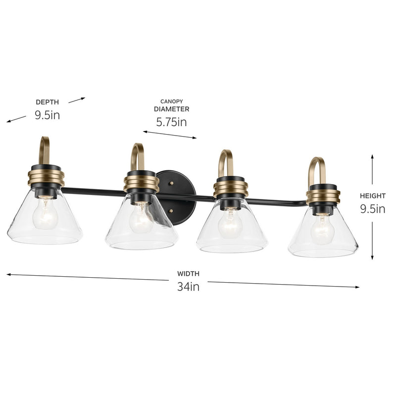 Kichler 55156BKCLR Four Light Bath, Black (4)