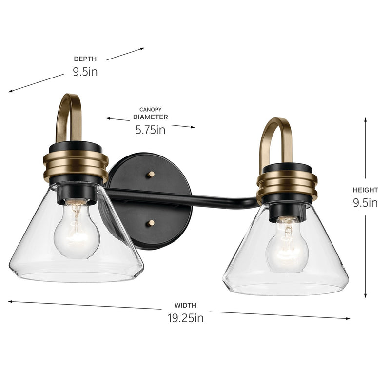 Kichler 55154BKCLR Two Light Bath, Black (4)