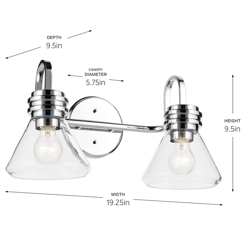 Kichler 55154CHCLR Two Light Bath, Chrome (4)