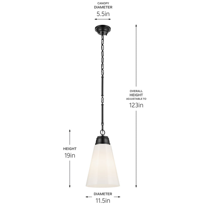 Kichler 52661BK One Light Pendant, Black (3)