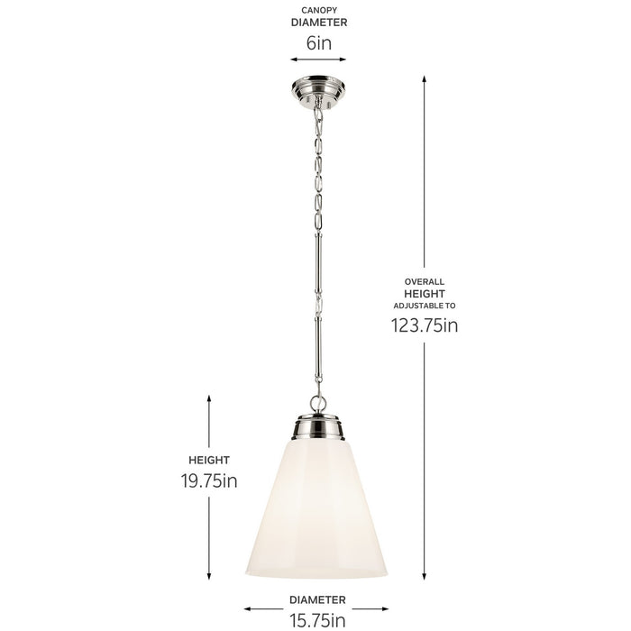 Kichler 52662PN One Light Pendant, Polished Nickel (6)