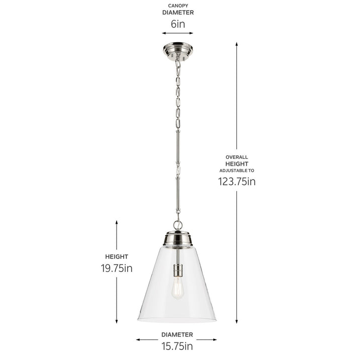 Kichler 52662PNCLR One Light Pendant, Polished Nickel (5)