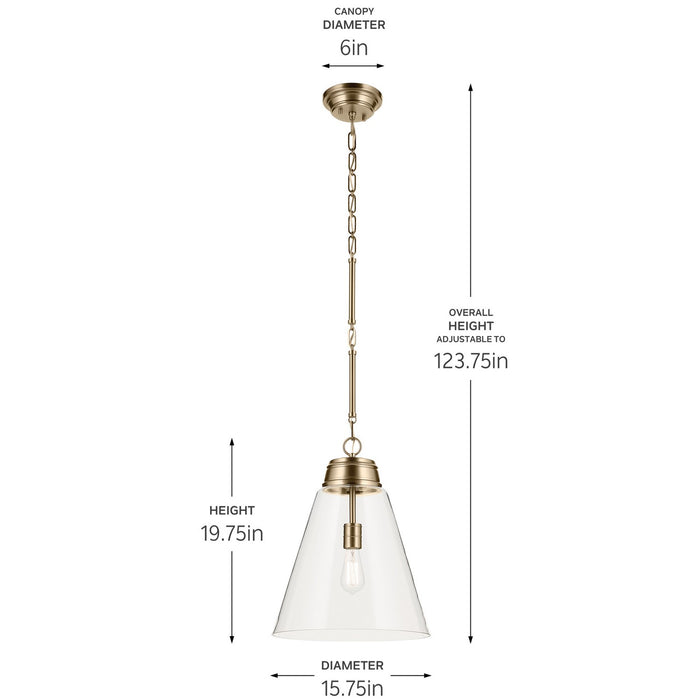 Kichler 52662CPZCLR One Light Pendant, Champagne Bronze (5)