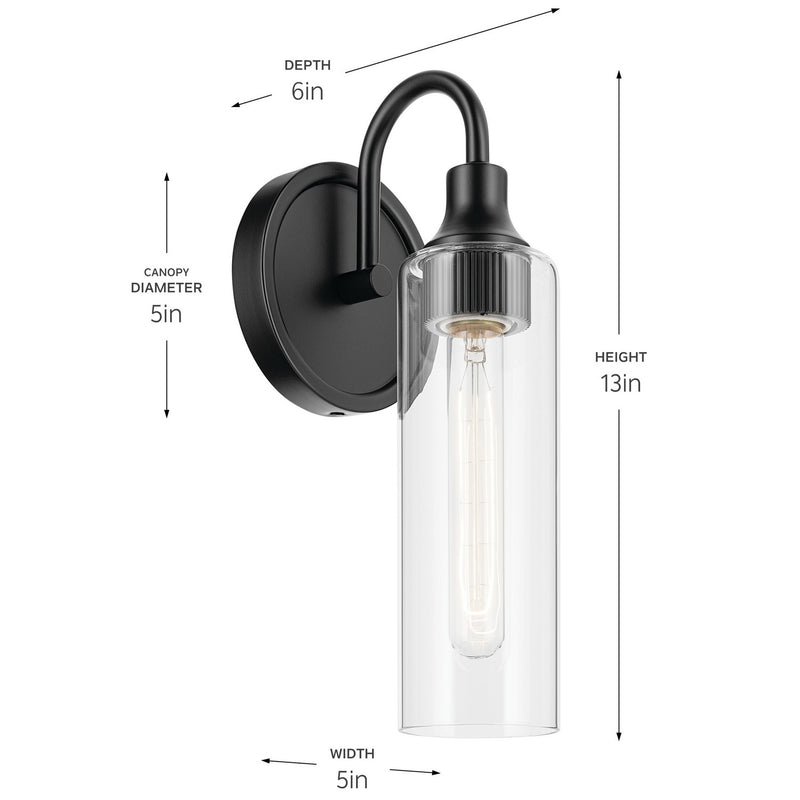 Kichler 55209BK One Light Wall Sconce, Black (4)