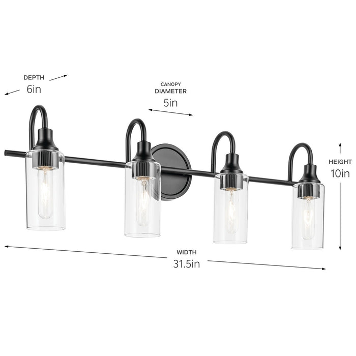 Kichler 55212BK Four Light Bath, Black (4)