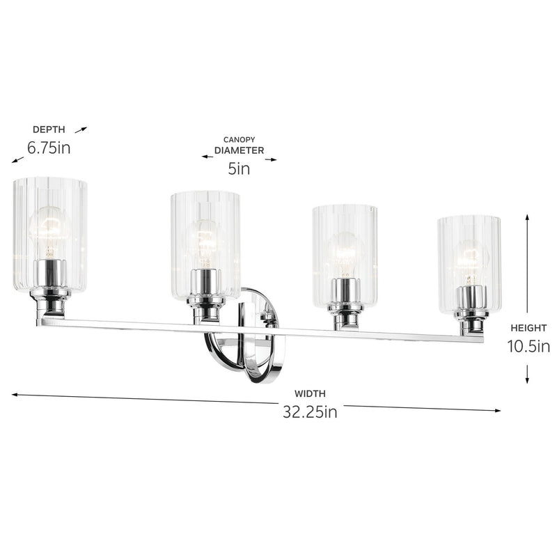 Kichler 55227CHFLU Four Light Bath, Chrome (4)