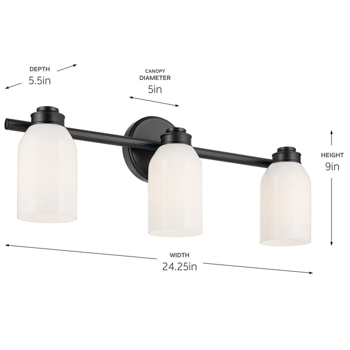 Kichler 55202BK Three Light Bath, Black (5)