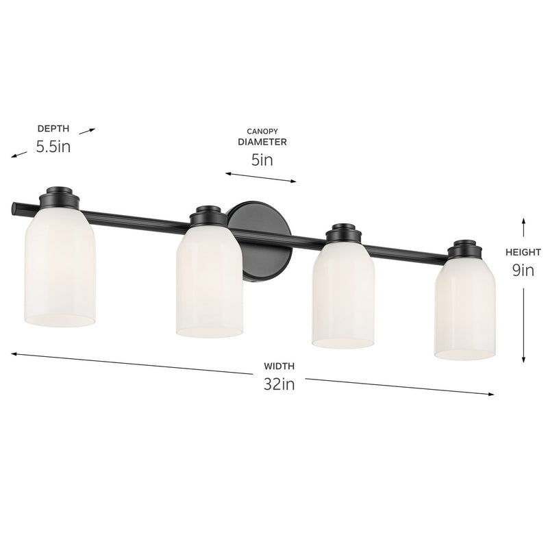 Kichler 55203BK Four Light Bath, Black (4)