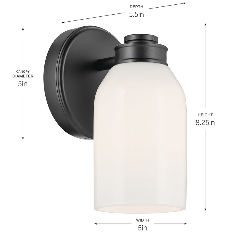 Kichler 55200BK One Light Wall Sconce, Black (4)