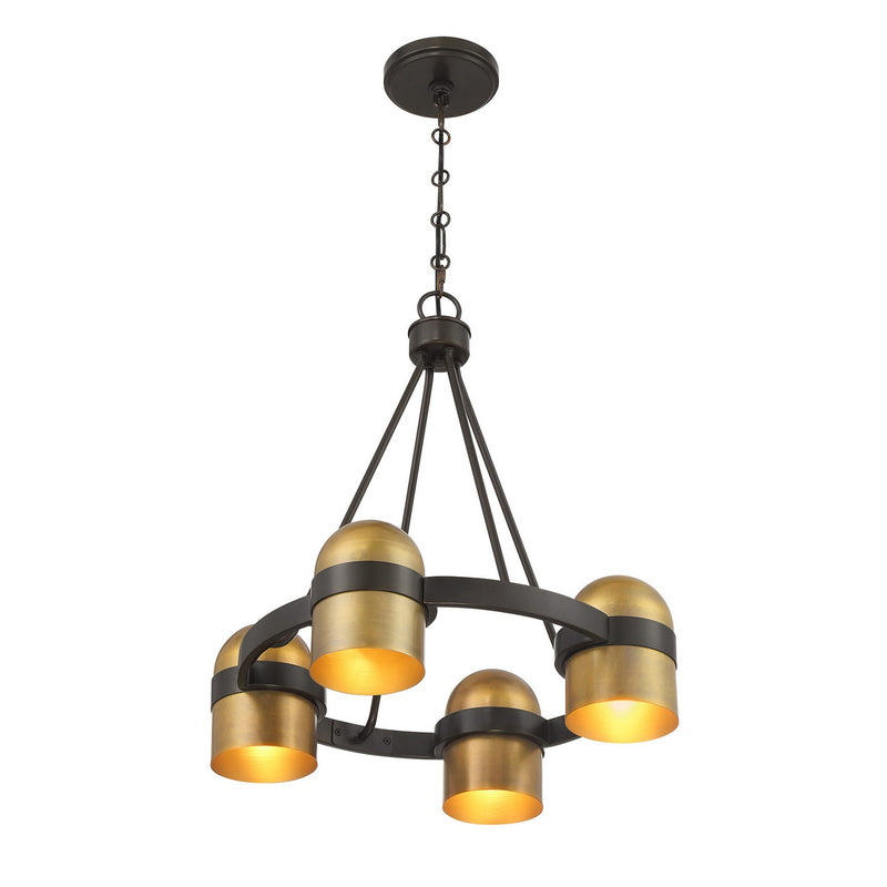 Savoy House 1-1151-4-333 Four Light Chandelier, Mediterranean Bronze/Riviera Brass (3)