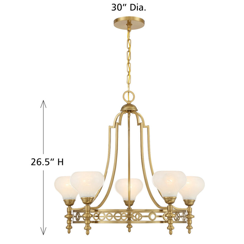 Savoy House 1-1606-5-322 Five Light Chandelier, Warm Brass (6)
