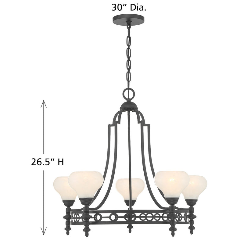 Savoy House 1-1606-5-89 Five Light Chandelier, Matte Black (6)