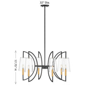 Savoy House 1-7168-6-143 Six Light Chandelier, Matte Black/Warm Brass (6)