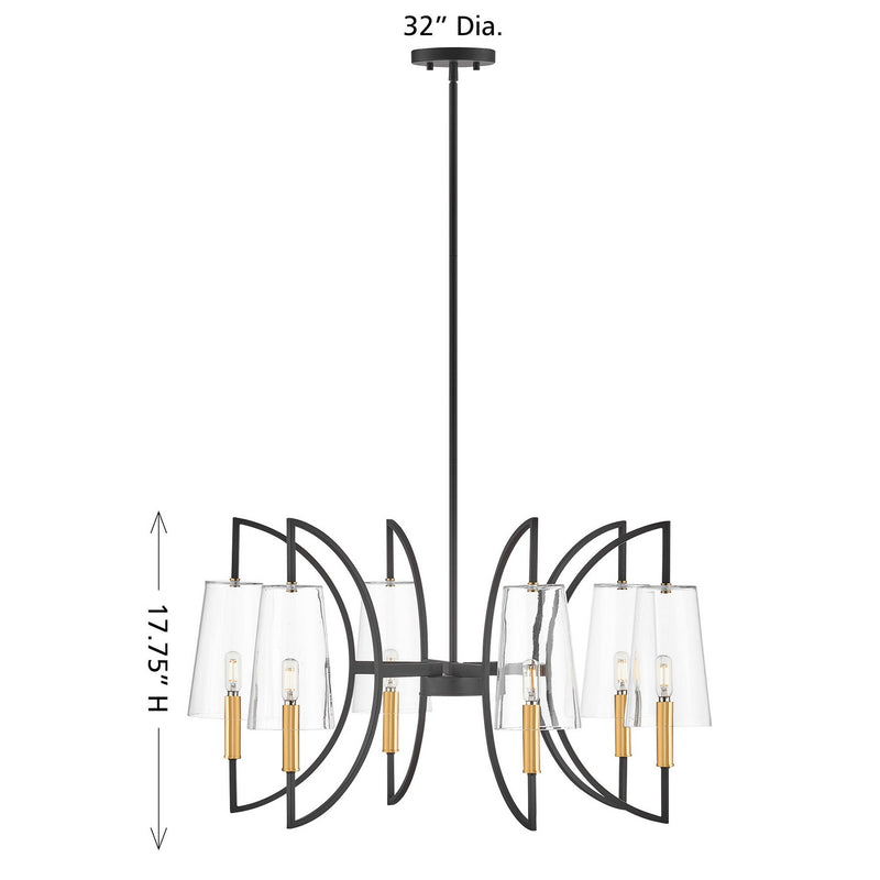 Savoy House 1-7168-6-143 Six Light Chandelier, Matte Black/Warm Brass (6)