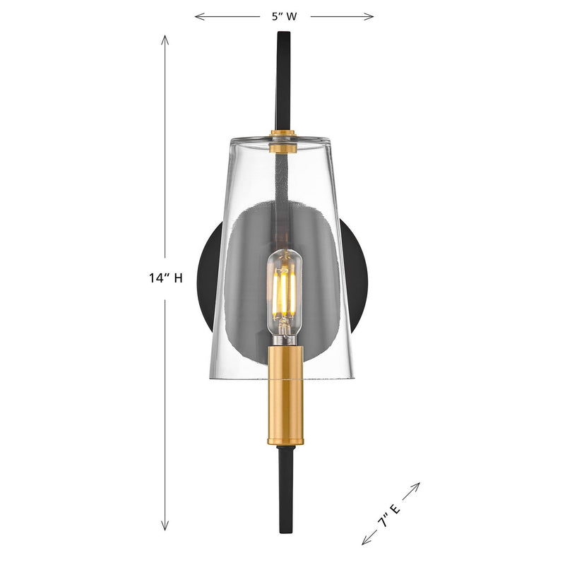 Savoy House 9-7167-1-143 One Light Wall Sconce, Matte Black/Warm Brass (5)