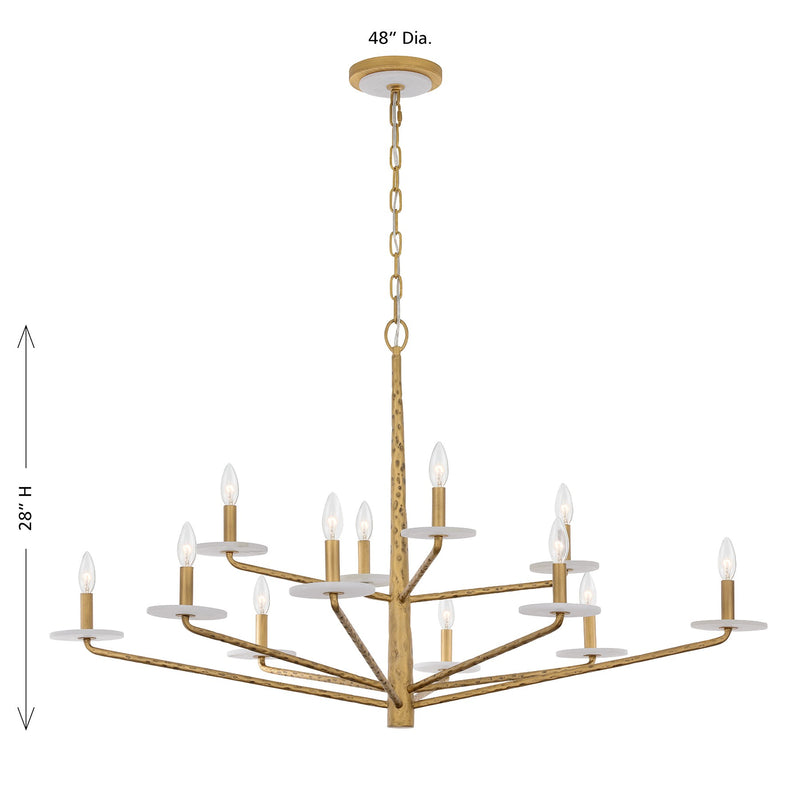Savoy House 1-1966-12-60 12 Light Chandelier, Distressed Gold (6)