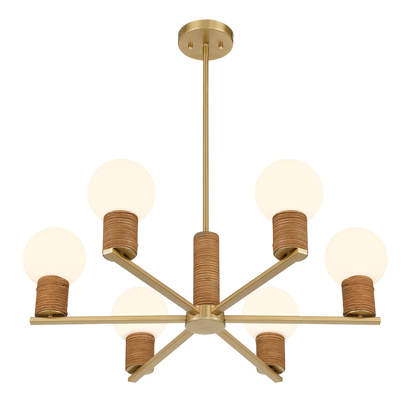 Savoy House 1-4080-6-322 Six Light Chandelier, Warm Brass (4)