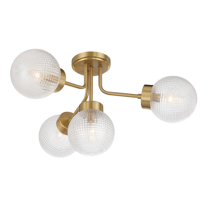 Savoy House 6-3364-4-322 Four Light Semi-Flush Mount, Warm Brass (5)