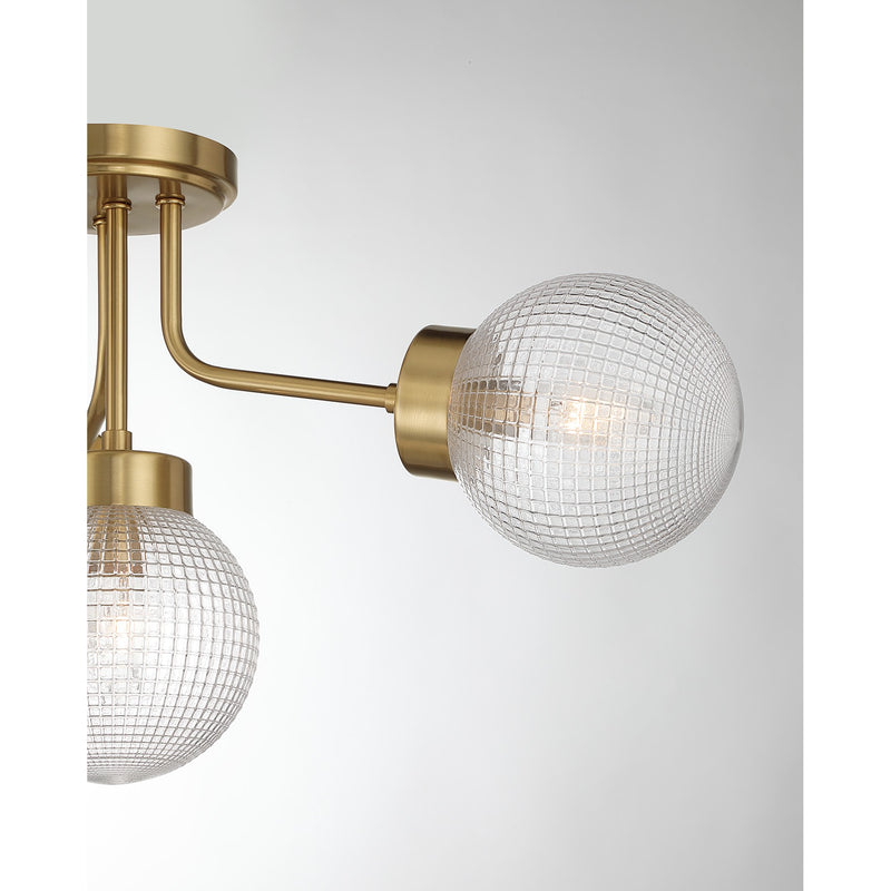 Savoy House 6-3364-4-322 Four Light Semi-Flush Mount, Warm Brass (6)
