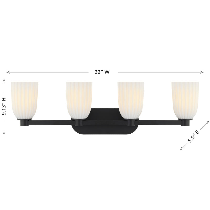 Savoy House 8-1245-4-BK Four Light Bathroom Vanity, Matte Black (6)