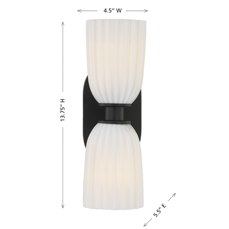 Savoy House 9-1245-2-BK Two Light Wall Sconce, Matte Black (6)