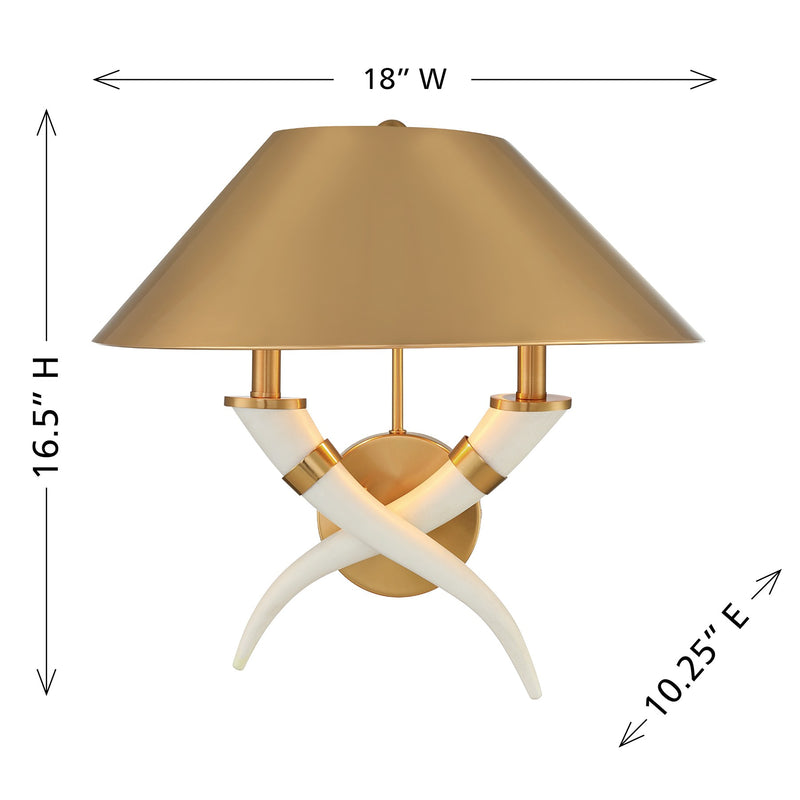 Savoy House 9-6301-2-322 Two Light Wall Sconce, Warm Brass (6)