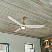 Minka-Aire F749L-SBR/WHF Skyhawk - 3-Blade LED 60" DC Ceiling Fan, Soft Brass w/ Flat White Blades Alternate Image.jpg